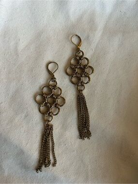 Vintage Boho Chain Tassel Chandelier Earrings